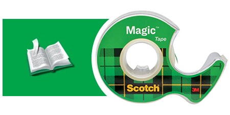 Ruban Scotch® Magic™ et exemple d’utilisation : réparation d’une page de livre déchirée
