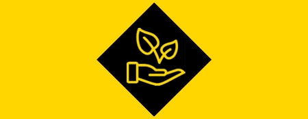Icône illustrant le développement durable en jaune et noir
